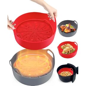 Mastery Mart 3-5QT Reusable Silicone Air Fryer Liners –7 Inch, 2 Pcs Air Fryer Silicone Basket/Pot, Durable/Easy to Clean/Upgrade Silicone Baking Tray for 3-8QT Air Fryer, Microwave, Oven, Steamer