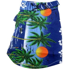 Tangpan Hawaiian Beach Coconut Tree Print Dog Shirt Summer Camp Shirt Clothes(Blue,M)