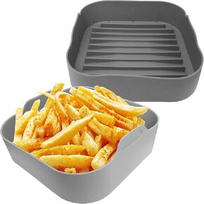 Silicone Air fryer Liners Square, Reusable Airfryer Basket, 6 Quart Air Fryer Inserts, Air Fryer Oven, Microwave Tray Pots, Air Fryer Rubber Accessories, Airfryer for Baking