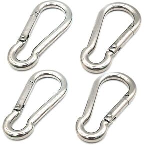 4 Inch Stainless Steel Spring Snap Hook Carabiner Heavy Duty Clips for Keys Swing Set Camping Fishing Hiking Traveling,4Pcs