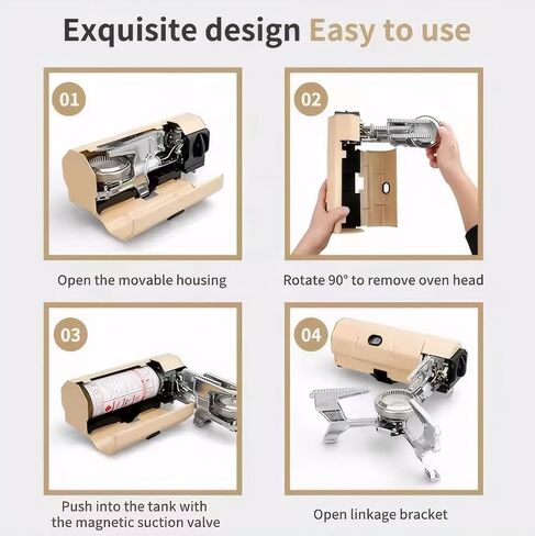 موقد البيوتان القابل للطي من CJC، موقد تخييم محمول، موقد تخييم الغاز في الهواء الطلق مع حقيبة تخزين مناسبة للطهي والنزهات وحقيبة الظهر والمشي لمسافات طويلة والمغامرة والسفر في الفناء ورحلة RV (أبيض) in Kuwait