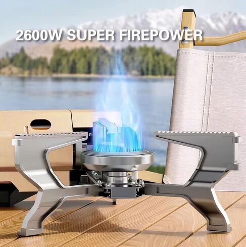 موقد البيوتان القابل للطي من CJC، موقد تخييم محمول، موقد تخييم الغاز في الهواء الطلق مع حقيبة تخزين مناسبة للطهي والنزهات وحقيبة الظهر والمشي لمسافات طويلة والمغامرة والسفر في الفناء ورحلة RV (أبيض) in Kuwait