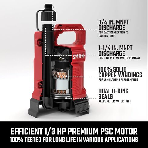 مضخة مياه غاطسة من البلاستيك الحراري بقوة 1/4 حصان من كرافتس مان، تضخ ما يصل إلى 2500 جالون في الساعة in Kuwait