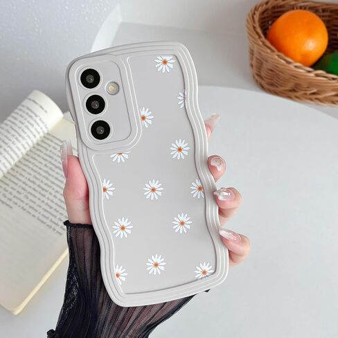 ZTOFERA متوافق مع حافظة Samsung Galaxy S23 FE 5G، إطار مموج فريد من نوعه بنمط ديزي، تغطية كاملة من السيليكون السائل الناعم المقاوم للصدمات وحافظة واقية للعدسات لهاتف Samsung S23 FE، بيج in Saudi Arabia