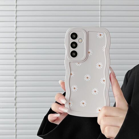 ZTOFERA متوافق مع حافظة Samsung Galaxy S23 FE 5G، إطار مموج فريد من نوعه بنمط ديزي، تغطية كاملة من السيليكون السائل الناعم المقاوم للصدمات وحافظة واقية للعدسات لهاتف Samsung S23 FE، بيج in Saudi Arabia