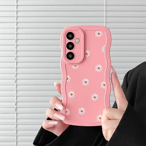 ZTOFERA متوافق مع حافظة Samsung Galaxy S23 FE 5G، إطار مموج فريد من نوعه بنمط ديزي، تغطية كاملة من السيليكون السائل الناعم المقاوم للصدمات وحافظة واقية للعدسات لهاتف Samsung S23 FE، بيج in Saudi Arabia