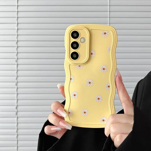 ZTOFERA متوافق مع حافظة Samsung Galaxy S23 FE 5G، إطار مموج فريد من نوعه بنمط ديزي، تغطية كاملة من السيليكون السائل الناعم المقاوم للصدمات وحافظة واقية للعدسات لهاتف Samsung S23 FE، بيج in Saudi Arabia