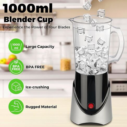 Powerful Blender for shakes and smoothies, 1000ML Large Blender for Home and Kitchen, 400W Smoothie Maker with 4blade, Easy to clean, BPA Free in Saudi Arabia