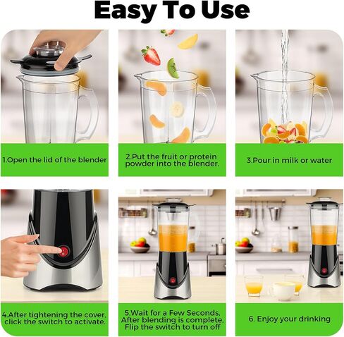Powerful Blender for shakes and smoothies, 1000ML Large Blender for Home and Kitchen, 400W Smoothie Maker with 4blade, Easy to clean, BPA Free in Saudi Arabia