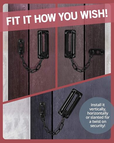 Jack N'Drill 2 Pack Door Chain Lock, Exclusive Chain Door Lock with Extended Chain Length, 100% Child Proof Safety, Heavy Duty Chain Locks for Inside Door and Extra Front Door Lock (Black) in Kuwait