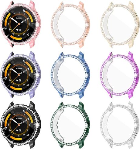 9 عبوات من واقي شاشة الساعة لـ GARMIN Venu3S مقاس 41 مم، حافظة مرصعة بحجر الراين اللامع وغطاء واقٍ ناعم من مادة TPU لساعة VENU3S الذكية (9 ألوان) in Kuwait