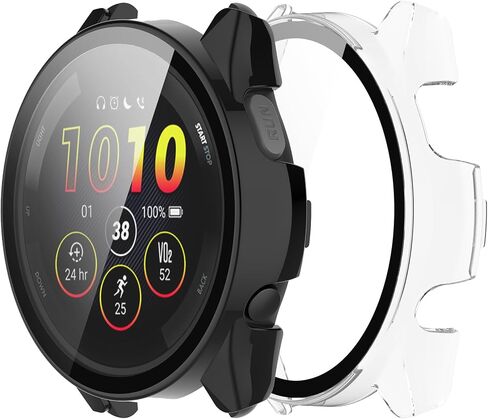 Chofit Screen Protector Intended for Garmin Forerunner 165/165 Music Case Film Hard PC Bumper Protective All-Around Cover for Forerunner 165 Cases Smartwatch Accessories (Black&Black) in Saudi Arabia