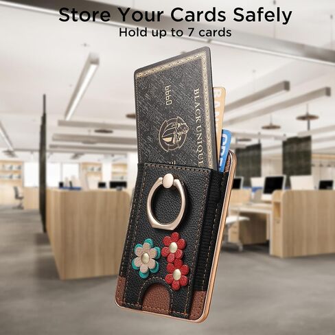 for MagSafe Wallet, Leather Magnetic Phone Wallet with Ring Holder, Compatible with iPhone 15/14/13/12 Series, 7 Card Holder (Beige) in Saudi Arabia