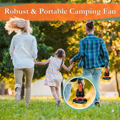 10400mAh Camping Fan with LED Lantern, Battery Operated Powered Fan with Hang Hook, Mobile Power Bank, 180°Head Rotation, Rechargeable Fan Portable for Picnic, Barbecue, Fishing, Travel, Home (Orange) in Saudi Arabia