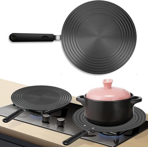 AHOUGER Heat Diffuser For Gas Stovetop,11''Heat Diffuser Plate Upgrade Thickening with Anti-Scalding Handle,Range Heat Diffuser Stove Protects Pot Cookware Accessories,Multifunctional Thawing Plate in Saudi Arabia