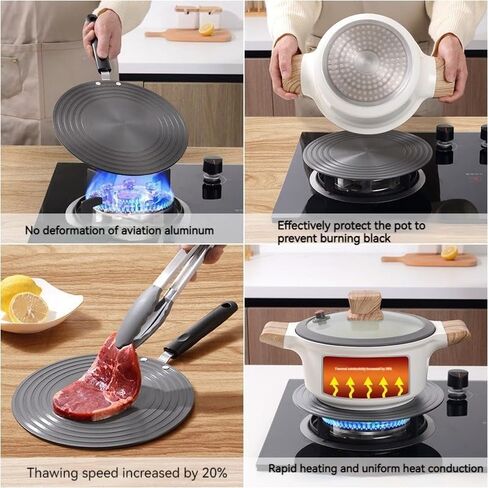 AHOUGER Heat Diffuser For Gas Stovetop,11''Heat Diffuser Plate Upgrade Thickening with Anti-Scalding Handle,Range Heat Diffuser Stove Protects Pot Cookware Accessories,Multifunctional Thawing Plate in Saudi Arabia