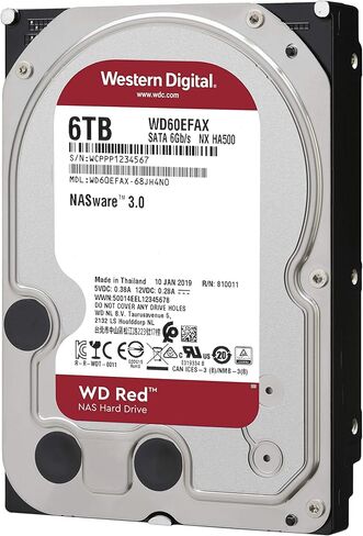 محرك الأقراص الصلبة الداخلي WD Red 6 تيرابايت NAS - فئة 5400 دورة في الدقيقة، SATA 6 جيجابايت/ثانية، ذاكرة تخزين مؤقت 256 ميجابايت، 3.5 بوصة - WD60EFAX (متجدد) in Saudi Arabia