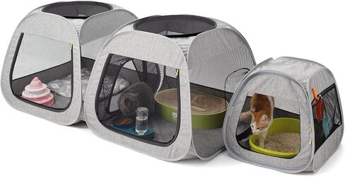 Tenrai Cat Playpen، تصميم شبه منحرف من أجل وضع أفضل، خيمة محمولة للحيوانات الأليفة للاستخدام الخارجي والداخلي للقطط والجرو، حاوية لعب للكلاب، شقق للقطط in Kuwait