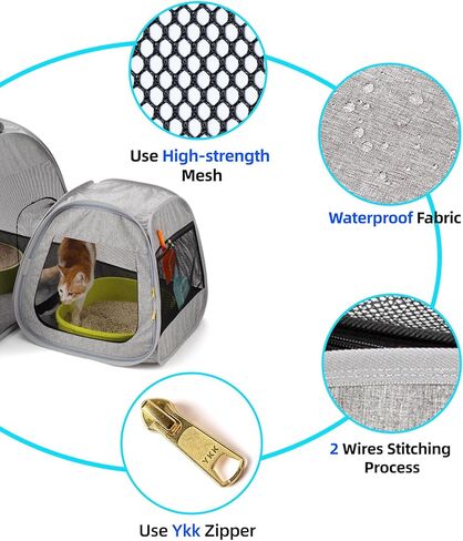 Tenrai Cat Playpen، تصميم شبه منحرف من أجل وضع أفضل، خيمة محمولة للحيوانات الأليفة للاستخدام الخارجي والداخلي للقطط والجرو، حاوية لعب للكلاب، شقق للقطط in Kuwait