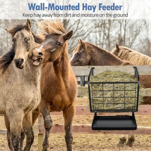 Hay Feeder Goat, 23 Gallon Wall Mounted Hay Rack, 2 in 1 Metal Hay and Grain Feeder, Distance Adjustable Livestock Feeders, Hay Feeders for Goats, Sheep, Horses in Kuwait