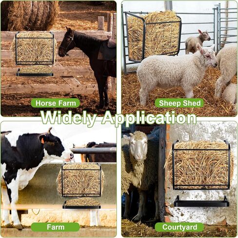 Hay Feeder Goat, 23 Gallon Wall Mounted Hay Rack, 2 in 1 Metal Hay and Grain Feeder, Distance Adjustable Livestock Feeders, Hay Feeders for Goats, Sheep, Horses in Kuwait