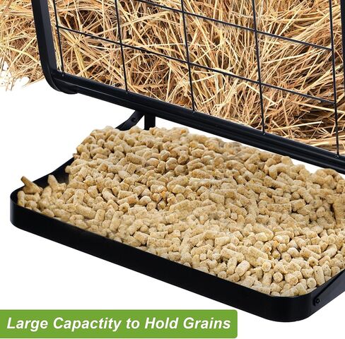 Hay Feeder Goat, 23 Gallon Wall Mounted Hay Rack, 2 in 1 Metal Hay and Grain Feeder, Distance Adjustable Livestock Feeders, Hay Feeders for Goats, Sheep, Horses in Kuwait