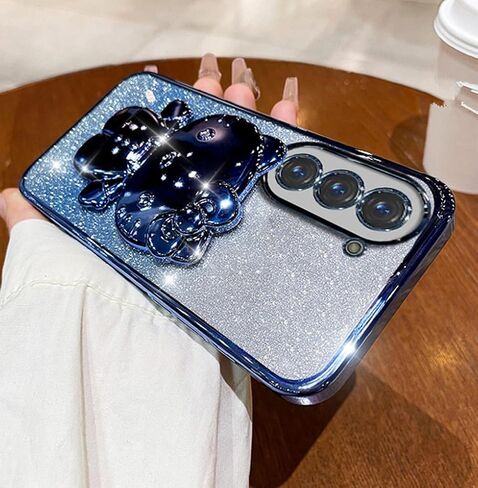 for Samsung Galaxy A54 5G Case for Women Cute Hidden Rabbit Bunny Mirror Stand,Plating Girly Glitter Gradient Layer Crystal Clear Soft Silicone Shockproof Phone Case for Samsung A54 Silver in Saudi Arabia