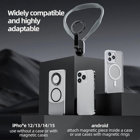 MARY POOL Magnetic Neck Mount for Phones Neck Cell Phone Holder POV/Vlog Selfie Mount Hand Free Phone Neck Holder Chest Stand Strap Video Recording for iPhone 15 14 13 12 Seires Android Phones (Black) in Saudi Arabia