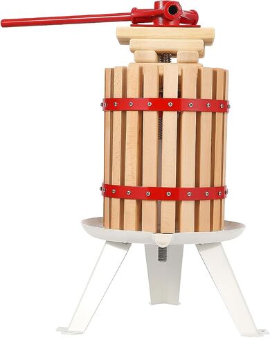Manual Fruit Wine Press, 1.6 Gal Wood Steel Fruit and Wine Press, Stable Triangular Structure, Wine Making Press for Outdoor, Kitchen, Manual Assembly Required, with T-Handle in Saudi Arabia