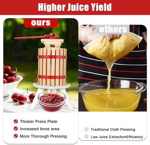 Manual Fruit Wine Press, 1.6 Gal Wood Steel Fruit and Wine Press, Stable Triangular Structure, Wine Making Press for Outdoor, Kitchen, Manual Assembly Required, with T-Handle in Saudi Arabia