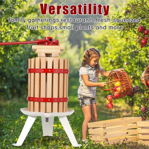 Manual Fruit Wine Press, 1.6 Gal Wood Steel Fruit and Wine Press, Stable Triangular Structure, Wine Making Press for Outdoor, Kitchen, Manual Assembly Required, with T-Handle in Saudi Arabia
