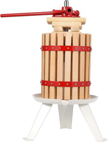 Manual Fruit Wine Press, 1.6 Gal Wood Steel Fruit and Wine Press, Stable Triangular Structure, Wine Making Press for Outdoor, Kitchen, Manual Assembly Required, with T-Handle in Saudi Arabia