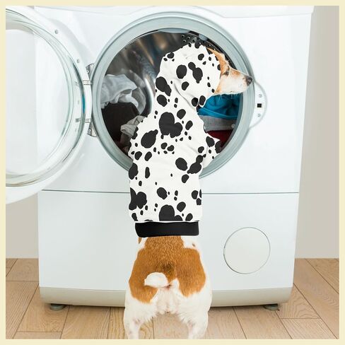 Halloween Dalmatian Dog Costume, Dalmatians Print Winter Clothes Sweaters for Halloween Cosplay Autumn Pets' Wear Dog Winter Hoodies with Pocket for Medium Large Dogs M in Saudi Arabia