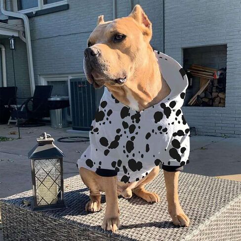 Halloween Dalmatian Dog Costume, Dalmatians Print Winter Clothes Sweaters for Halloween Cosplay Autumn Pets' Wear Dog Winter Hoodies with Pocket for Medium Large Dogs M in Saudi Arabia