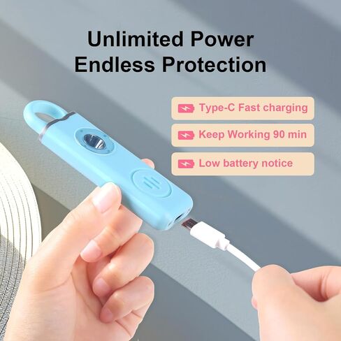 Personal Safety Alarm for Women, Rechargeable 130dB Self Defense Keychain with Strobe Light, Elegant Self Defense Siren Alarm in 4 Pop Colors, Compact Keychain Alarm for Women in Saudi Arabia