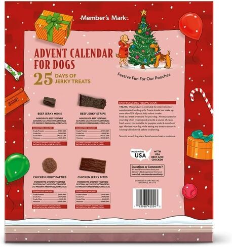 MM Dog Jerky Treat Advent Calendar، 13.5 أونصة، خالي من الحبوب، بدون ذرة أو قمح أو فول الصويا in Kuwait