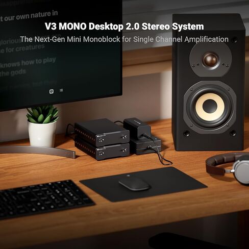 مضخم صوت Fosi Audio Two V3 Mono لمكبرات الصوت المنزلية، مكبر صوت صغير أحادي الكتلة فئة D مع TPA3255، 240 وات لمكون مستقبل AVR للمسرح المنزلي، مدخلات متوازنة RCA/XLR طاقة 48 فولت/10 أمبير in Kuwait