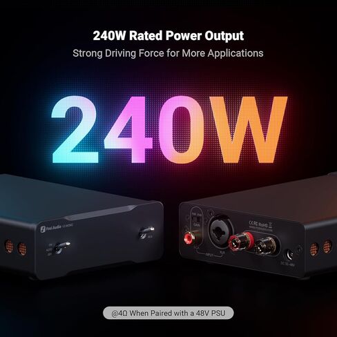 مضخم صوت Fosi Audio Two V3 Mono لمكبرات الصوت المنزلية، مكبر صوت صغير أحادي الكتلة فئة D مع TPA3255، 240 وات لمكون مستقبل AVR للمسرح المنزلي، مدخلات متوازنة RCA/XLR طاقة 48 فولت/10 أمبير in Kuwait