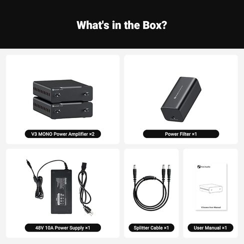 مضخم صوت Fosi Audio Two V3 Mono لمكبرات الصوت المنزلية، مكبر صوت صغير أحادي الكتلة فئة D مع TPA3255، 240 وات لمكون مستقبل AVR للمسرح المنزلي، مدخلات متوازنة RCA/XLR طاقة 48 فولت/10 أمبير in Kuwait