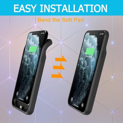 حافظة بطارية لهاتف iPhone 11 Pro Max، حافظة شحن واقية محمولة محسّنة بقدرة 8500 مللي أمبير في الساعة قابلة لإعادة الشحن وقابلة لإعادة الشحن، حزمة بطارية ممتدة متوافقة مع حافظة شاحن iPhone 11 Pro Max (6.5 بوصة) (أسود) in Kuwait