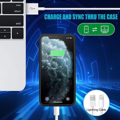 حافظة بطارية لهاتف iPhone 11 Pro Max، حافظة شحن واقية محمولة محسّنة بقدرة 8500 مللي أمبير في الساعة قابلة لإعادة الشحن وقابلة لإعادة الشحن، حزمة بطارية ممتدة متوافقة مع حافظة شاحن iPhone 11 Pro Max (6.5 بوصة) (أسود) in Kuwait