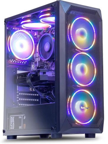 كمبيوتر ألعاب MXZ R5 3600، RTX 4060، 16G DDR4، NVME 500G، A320،6RGB Fans، Windows 11 Pro جاهز للاستخدام، كمبيوتر سطح المكتب Gamer (R5 3600 | RTX 4060) in Kuwait