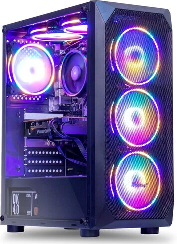 MXZ Gaming PC Computer R5 3600, RTX 4060, 16G DDR4, NVME 500G, A320,6RGB Fans,Windows 11 Pro Ready to use, Gamer Desktop Computer(R5 3600| RTX 4060) in Kuwait