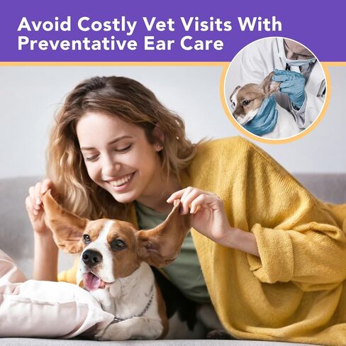 HICC PET Ear Finger Wipes for Dogs & Cats - Gently Remove Ear Wax, Debris - Sooths & Deodorizes - Relieve Ear Itching & Inflammation, All Natural Ingredients, Fragrance Free - 100 Count in Kuwait