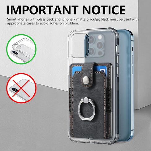 LBYZCASE Slim Phone Credit Card Holder with Ring, Adhesive Pouch for iPhone 15/14/13/12,Samsung Galaxy S24/S23/A15/A54/A35 5G, Google Pixel 8a,Moto,BLU,Nokia,etc (Black) in Saudi Arabia