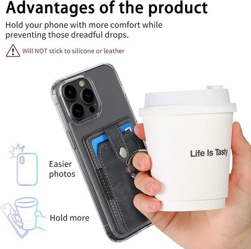 LBYZCASE Slim Phone Credit Card Holder with Ring, Adhesive Pouch for iPhone 15/14/13/12,Samsung Galaxy S24/S23/A15/A54/A35 5G, Google Pixel 8a,Moto,BLU,Nokia,etc (Black) in Saudi Arabia
