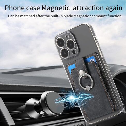 LBYZCASE Slim Phone Credit Card Holder with Ring, Adhesive Pouch for iPhone 15/14/13/12,Samsung Galaxy S24/S23/A15/A54/A35 5G, Google Pixel 8a,Moto,BLU,Nokia,etc (Black) in Saudi Arabia