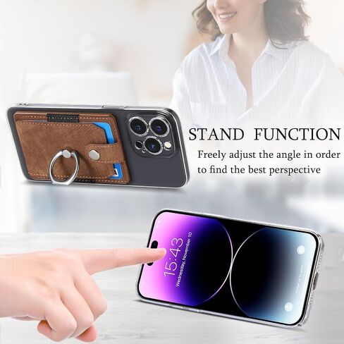 LBYZCASE Slim Phone Credit Card Holder with Ring, Adhesive Pouch for iPhone 15/14/13/12,Samsung Galaxy S24/S23/A15/A54/A35 5G, Google Pixel 8a,Moto,BLU,Nokia,etc (Black) in Saudi Arabia
