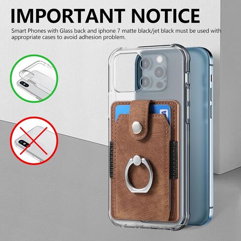 LBYZCASE Slim Phone Credit Card Holder with Ring, Adhesive Pouch for iPhone 15/14/13/12,Samsung Galaxy S24/S23/A15/A54/A35 5G, Google Pixel 8a,Moto,BLU,Nokia,etc (Black) in Saudi Arabia