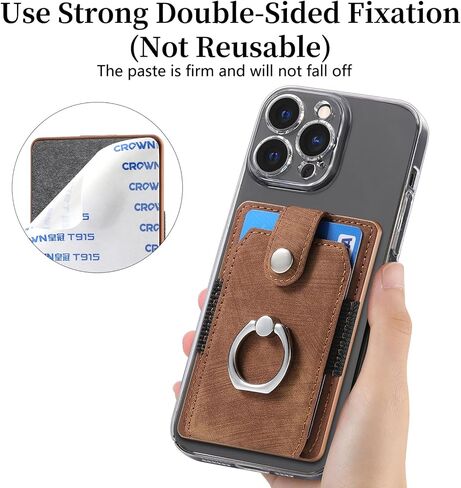 LBYZCASE Slim Phone Credit Card Holder with Ring, Adhesive Pouch for iPhone 15/14/13/12,Samsung Galaxy S24/S23/A15/A54/A35 5G, Google Pixel 8a,Moto,BLU,Nokia,etc (Black) in Saudi Arabia